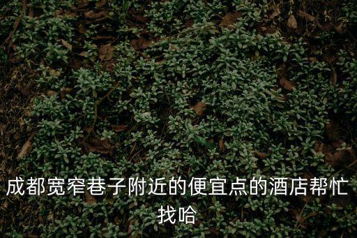 成都市寬窄巷附近的賓館，去成都旅游在寬窄巷子附近住哪個酒店好呢