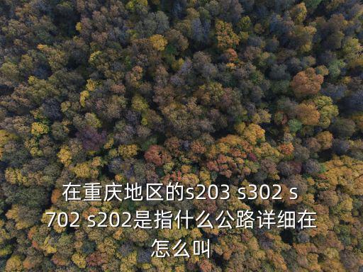 在重慶地區的s203 s302 s702 s202是指什么公路詳細在怎么叫
