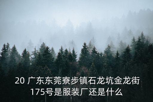  20 廣東東莞寮步鎮石龍坑金龍街175號是服裝廠還是什么