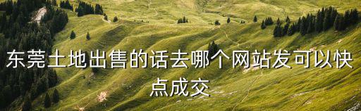 東莞工業(yè)用地成交，東莞土地出售的話去哪個(gè)網(wǎng)站發(fā)可以快點(diǎn)成交