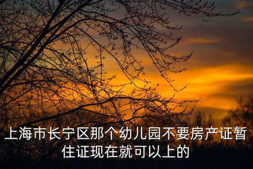 上海市長寧區那個幼兒園不要房產證暫住證現在就可以上的