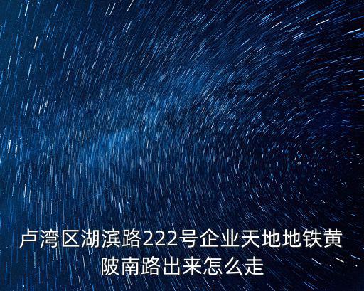 盧灣區(qū)湖濱路222號企業(yè)天地地鐵黃陂南路出來怎么走
