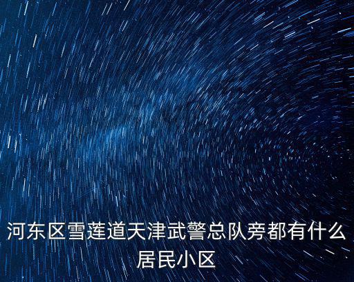 河東區雪蓮道天津武警總隊旁都有什么居民小區