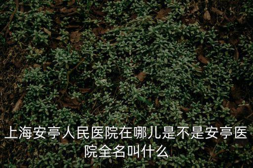 上海安亭人民醫(yī)院在哪兒是不是安亭醫(yī)院全名叫什么