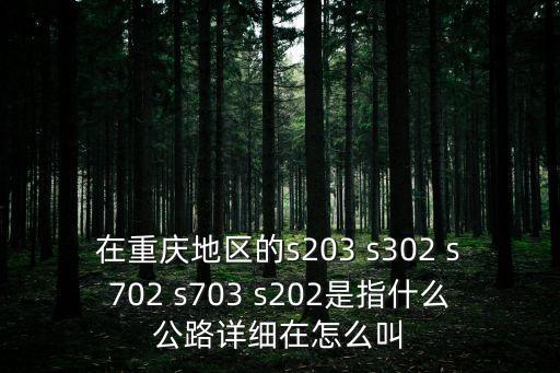 在重慶地區的s203 s302 s702 s703 s202是指什么公路詳細在怎么叫