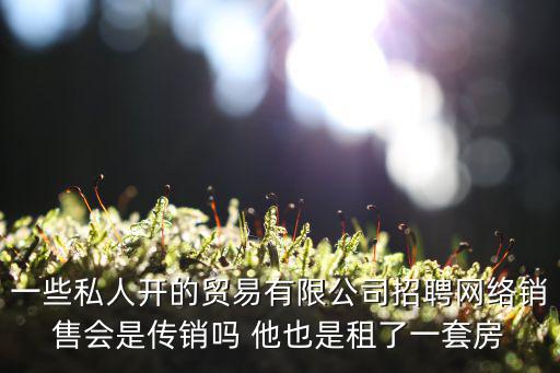 一些私人開的貿易有限公司招聘網絡銷售會是傳銷嗎 他也是租了一套房