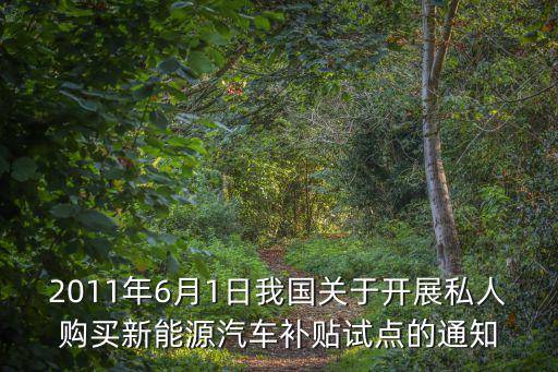 2011年6月1日我國(guó)關(guān)于開展私人購(gòu)買新能源汽車補(bǔ)貼試點(diǎn)的通知