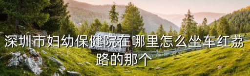 深圳市婦幼保健院在哪里怎么坐車紅荔路的那個