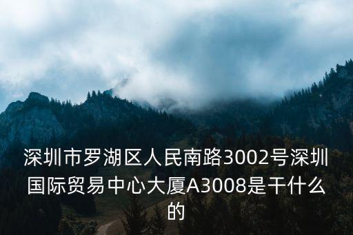 深圳市羅湖區人民南路3002號深圳國際貿易中心大廈A3008是干什么的