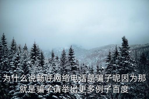 為什么說暢呼網(wǎng)絡(luò)電話是騙子呢因為那就是騙子請舉出更多例子百度