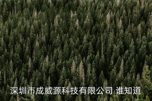 深圳市成威源科技有限公司 誰知道