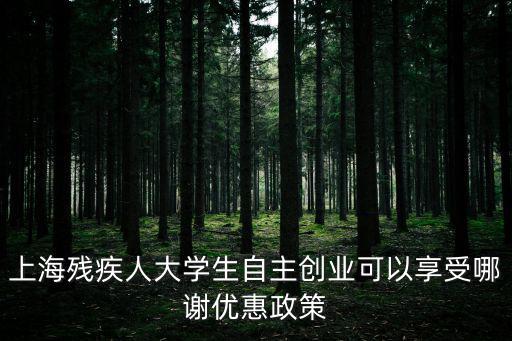 上海市最新創(chuàng)業(yè)扶持政策，上海殘疾人大學(xué)生自主創(chuàng)業(yè)可以享受哪謝優(yōu)惠政策
