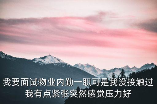 我要面試物業(yè)內(nèi)勤一職可是我沒接觸過我有點(diǎn)緊張突然感覺壓力好