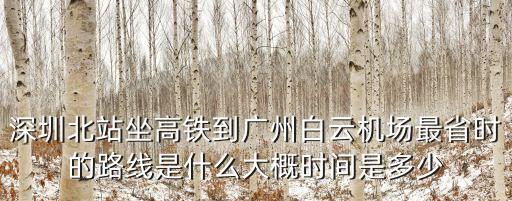 深圳北站坐高鐵到廣州白云機場最省時的路線是什么大概時間是多少