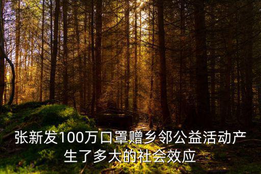 張新發100萬口罩贈鄉鄰公益活動產生了多大的社會效應
