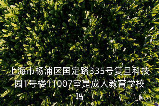 上海市楊浦區國定路335號復旦科技園1號樓11007室是成人教育學校嗎