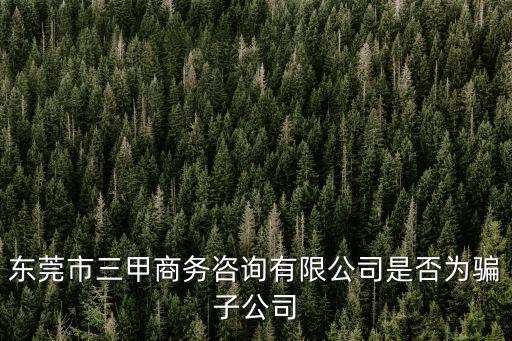 東莞市三甲商務咨詢有限公司是否為騙子公司