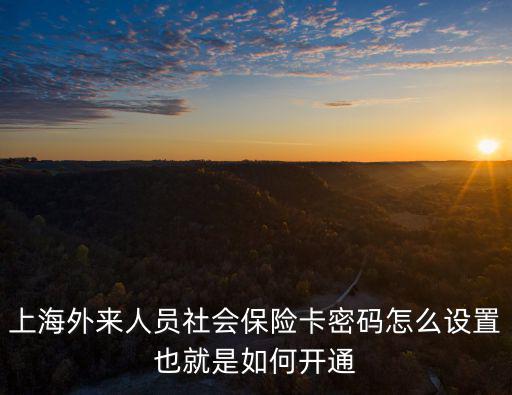 上海外來人員社會保險卡密碼怎么設(shè)置也就是如何開通