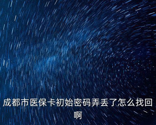 成都市醫(yī)保卡初始密碼弄丟了怎么找回啊