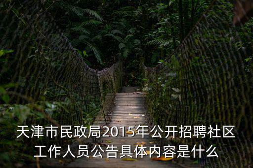 天津市民政局2015年公開招聘社區工作人員公告具體內容是什么