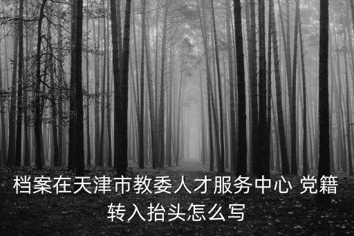 檔案在天津市教委人才服務中心 黨籍轉入抬頭怎么寫