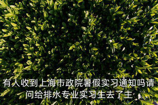 上海市政院地下工程，有人收到上海市政院暑假實習通知嗎請問給排水專業實習生去了主
