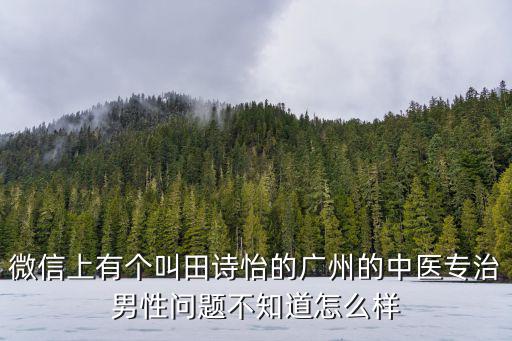 微信上有個叫田詩怡的廣州的中醫專治男性問題不知道怎么樣