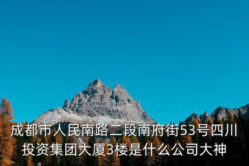 成都市博瑞德商務，成都市人民南路二段南府街53號四川投資集團大廈3樓是什么公司大神