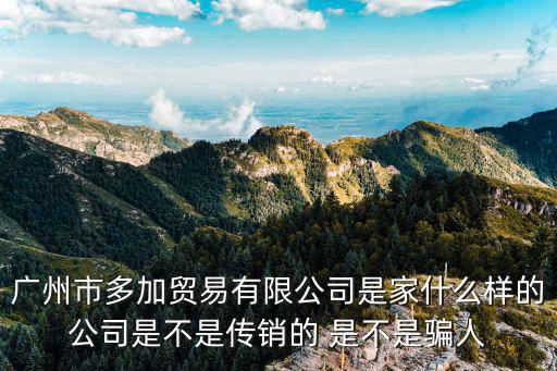 廣州市多加貿易有限公司是家什么樣的公司是不是傳銷的 是不是騙人