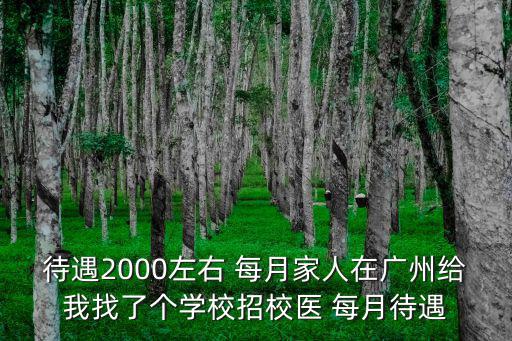 待遇2000左右 每月家人在廣州給我找了個學校招校醫 每月待遇