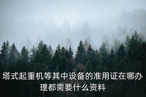 成都市塔吊 備案準用證，塔式起重機等其中設備的準用證在哪辦理都需要什么資料