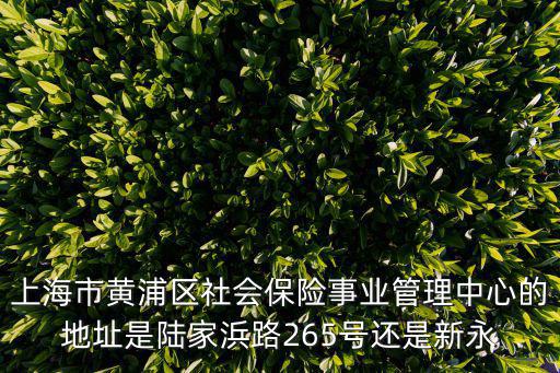 上海市黃浦區社會保險事業管理中心的地址是陸家浜路265號還是新永