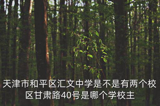 天津市匯文中學電話號碼，天津市和平區匯文中學是不是有兩個校區甘肅路40號是哪個學校主