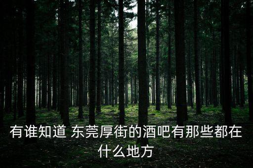 東莞厚街吧，有誰知道 東莞厚街的酒吧有那些都在什么地方