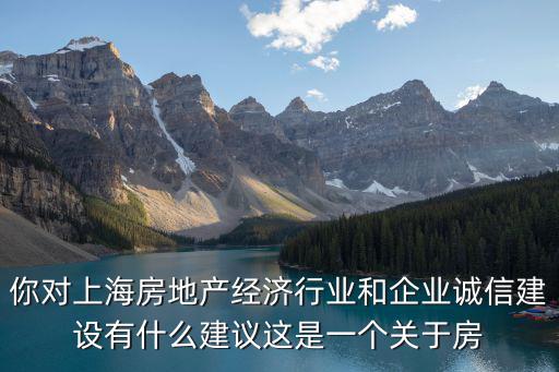 你對上海房地產經濟行業和企業誠信建設有什么建議這是一個關于房