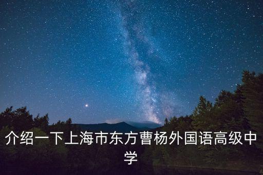 介紹一下上海市東方曹楊外國語高級中學
