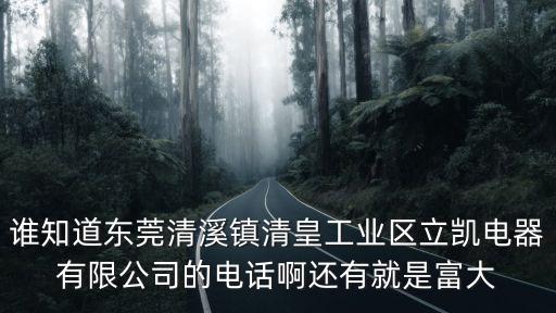 誰知道東莞清溪鎮清皇工業區立凱電器有限公司的電話啊還有就是富大