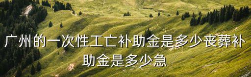 廣州的一次性工亡補助金是多少喪葬補助金是多少急