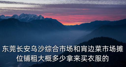 東莞長安烏沙綜合市場和宵邊菜市場攤位鋪租大概多少拿來買衣服的