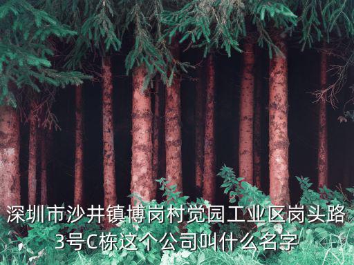 深圳市沙井鎮(zhèn)博崗村覺園工業(yè)區(qū)崗頭路3號C棟這個公司叫什么名字