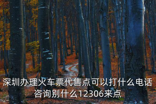 深圳辦理火車票代售點可以打什么電話咨詢別什么12306來點