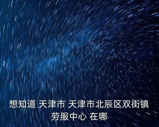 想知道 天津市 天津市北辰區雙街鎮勞服中心 在哪