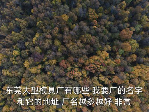 東莞大型模具廠有哪些 我要廠的名字和它的地址 廠名越多越好 非常