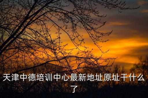 天津中德培訓(xùn)中心最新地址原址干什么了