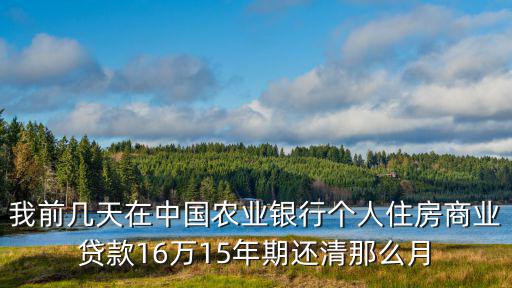 我前幾天在中國農業銀行個人住房商業貸款16萬15年期還清那么月