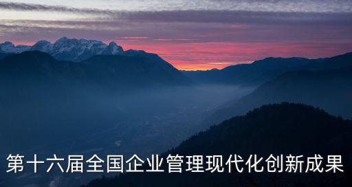 第十六屆全國(guó)企業(yè)管理現(xiàn)代化創(chuàng)新成果