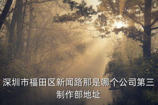 深圳市福田區新聞路那是哪個公司第三制作部地址
