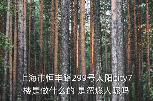 上海市恒豐路299號太陽city7樓是做什么的 是忽悠人呢嗎