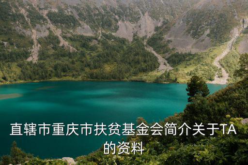 直轄市重慶市扶貧基金會簡介關于TA的資料