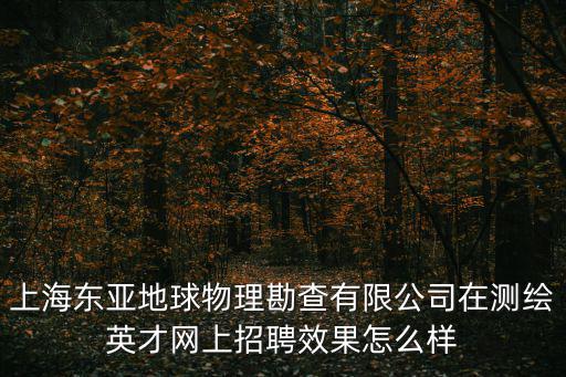 上海東亞地球物理勘查有限公司在測(cè)繪英才網(wǎng)上招聘效果怎么樣